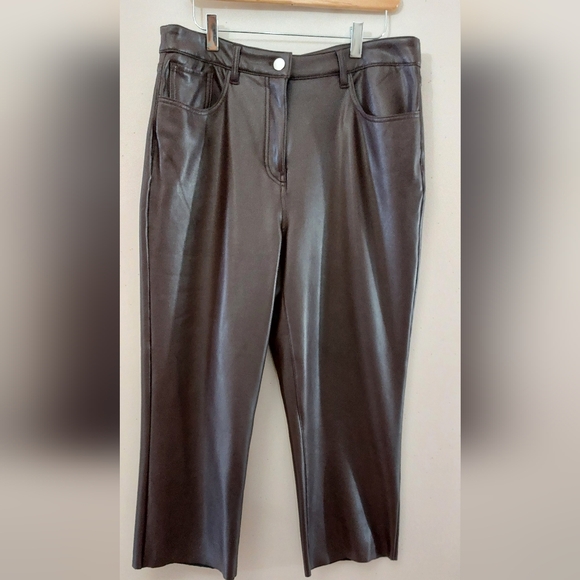 Beautiful Dark Brown Faux Leather Pants - Picture 2 of 5